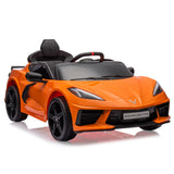 Garvee Ride - P Series: 12V Kids Ride on Car Licensed Corvette Battery Powered Car Toddles Electric Sports Car Toy with Remote Control, Visual Dashboard, LED Lights, Music, Gifts for Boys Girls, Orange - Orange