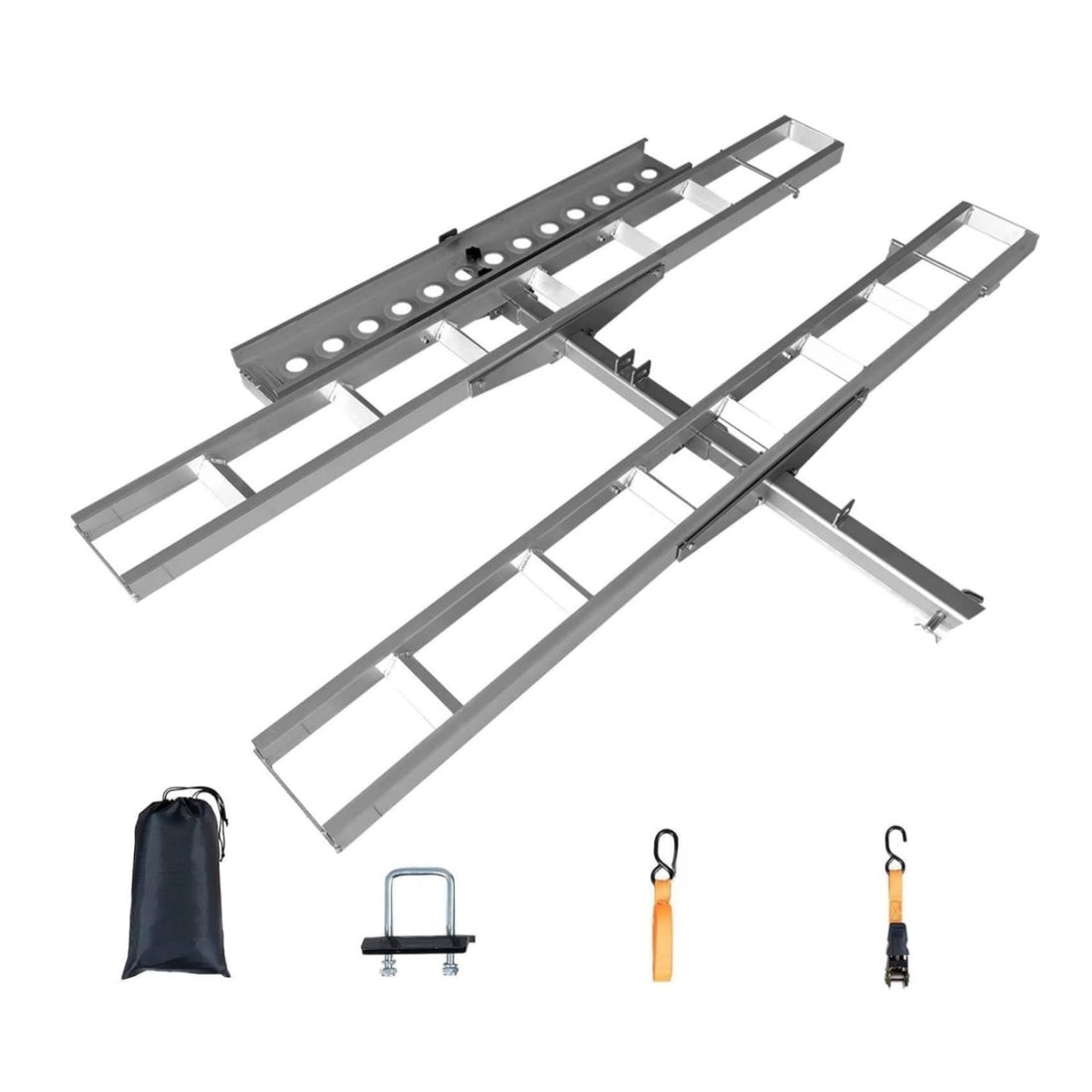 Garvee Ultra-Duty 600LB Motorcycle Hitch Carrier with Anti-Wobble System and Non-Slip Arched Ramp for Dirt Bike Transport, 2" Universal Hitch, Steel Construction