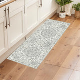Garvee 2x6 Ft Vintage Distressed Medallion Area Rug - Machine Washable Non-Slip Boho Floral Carpet for Living Room Bedroom Dining Room - Beige - Beige-Green