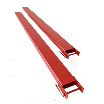 Garvee 96 Inch Pallet Fork Extension Fit for Forklift Truck, 5500 LBS Max, 5 Inch Width Heavy Duty Steel with Tire Chain, Lift Truck Load Wheels Loaders - Red / 96 Inch