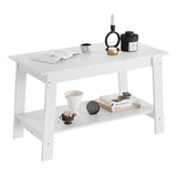 Garvee Coffee Table, Coffee Table for Living Room, Modern Farmhouse Coffee Table with Storage Shelf, 2-Tier Living Room Table Rectangular Center Table, Home Office Industrial Cocktail Tables, White - White