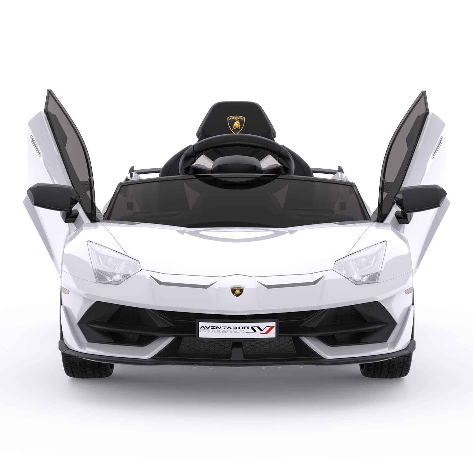 Ride on Car for Kids 12V Licensed Lamborghini Electric Vehicles Battery Powered Sports Car with Control, 2 Speeds, Sound System, LED Headlights and Hydraulic Doors