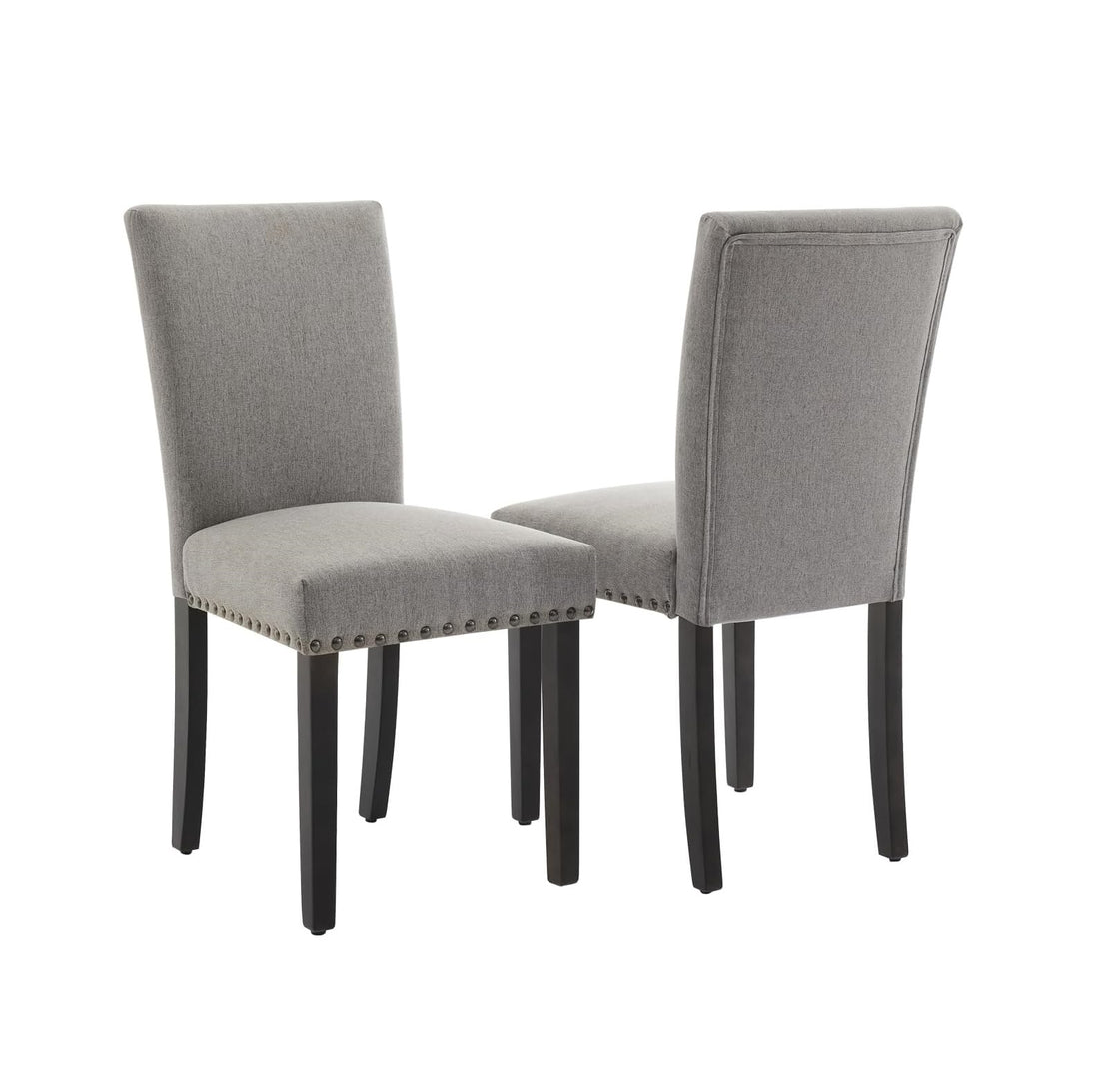 Garvee Upholstered Dining Chairs Set of 2, Fabric Parsons Accent Dining Chair with Nailhead Trim, Solid Wood Legs, Rubber Pad, Modern Kitchen Chairs for Dining Room/Kitchen, Grey
