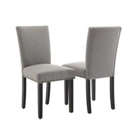 Garvee Upholstered Dining Chairs Set of 2, Fabric Parsons Accent Dining Chair with Nailhead Trim, Solid Wood Legs, Rubber Pad, Modern Kitchen Chairs for Dining Room/Kitchen, Grey