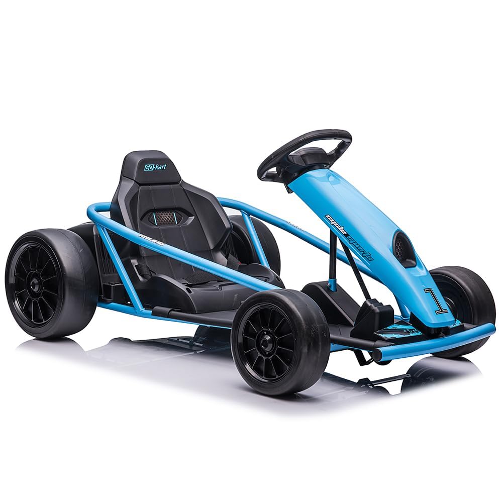 24V Go Kart for Kids 8-12 Years, 300W*2 Extra Powerful Motors, 9Ah Large Battery 8MPH High Speed Drifting with Music, Horn,Max Load 175lbs Outdoor Ride On Toy for Teens