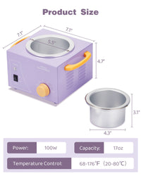 Wax Warmer for Hair Removal, 15 Mins Quick Wax Melting Professional Wax Pot Warmer, Wax Warmer Kit for All Hair Types Including Facial, Legs, Bikini and more- Purple Single Pot