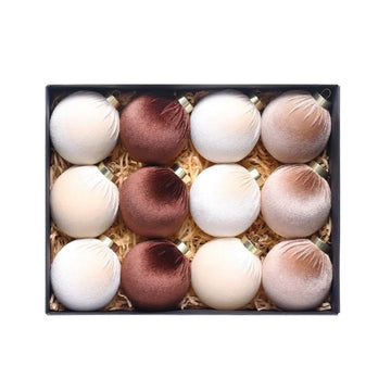 Garvee 3.15 Inch Christmas Ornaments 12-Pack Christmas Tree Decoration Premium Fabric-Covered Christmas Balls, Shatterproof Velvet Ornaments for Elegant Holiday Tree Decor & Festive Home Styling