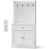 Garvee Pantry Storage Cabinet Durable Wood Finish Kitchen Organizer Adjustable Shelves Spacious Home Use - White