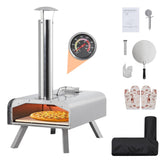 Garvee Outdoor Pizza Oven, 12" Portable Pizza Oven Outdoor, Wood Pellet Pizza Ovens with Pizza Stone, Pizza Peel, Thermometer and Carry Bag, Stainless Steel Pizza Maker Grill for Outside Backyard Camping