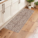 Garvee 2x6 Ft Boho Area Rug, Modern Machine Washable Floral Rug, Ultra Thin Low Pile, Camel Red, Non Slip Backing for Living Room Bedroom - Red Brown