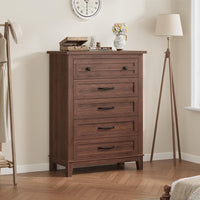 Garvee 5 Dresser for Bedroom, 41.3" Tall Dresser, Vertical Drawer Dresser with Storage Freestanding, Wooden Closet Dresser Storage Dresser Chest for Living Room, Bedroom, Entryway, Brown