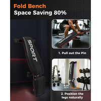 Garvee Foldable Adjustable Weight Bench – 5 Positions, 660LB Capacity, Heavy Duty for Full Body Strength Training, Compact Home Gym – Red/Black
