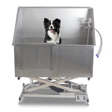 Garvee 50” Dog Washing Station Electric Height Adjustment, Stainless Steel Dog Bathtub with Soap Box, Faucet, Professional Dog Bathing Station for Multiple Pets - 