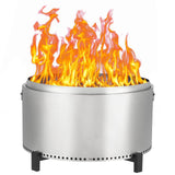 Garvee 32″ Smokeless Fire Pit,With handle,304 Stainless Steel Wood Burning Fireplaces with Removable Ash Pan, Portable Safe Burning Firepit with Handles Ideal for Outside Patio Camping