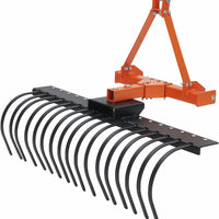 Garvee 50" Landscape Rake with 360° Rotation & Replaceable Spring Steel Tines, Carbon Steel Frame, Quick Mount, CAT-0 CAT-1 Hitch, for Brush Clearing & Soil Prep