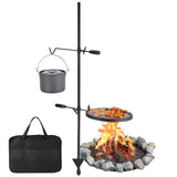 Garvee Campfire Grill Grate, 13.4" Open Fire Grate Fire Pit, Portable Campfire Barbecue Rack, Grill Cooking Equipment for Camping Outdoor Camp Fire with Height Adjustable Swivel Grill Grate and Hanger Rod - 