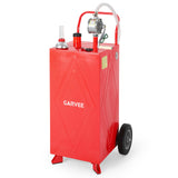 Garvee 30 Gallon Fuel Gas Caddy, Portable Storage Tank with Wheels and Manual Hand Pump for Gasoline and Diesel Transfer, Suitable for ATV, Car, Mower, Tractor, and Boat, Red - Red