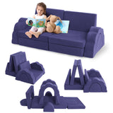 Garvee 11pcs Modular Kids Play Couch, Children Sectional Sofa Floor Toddler Couch for Kids Creative Play, Convertible Foam Floor Sofa for Playroom Bedroom, Navy Blue - Navy Blue