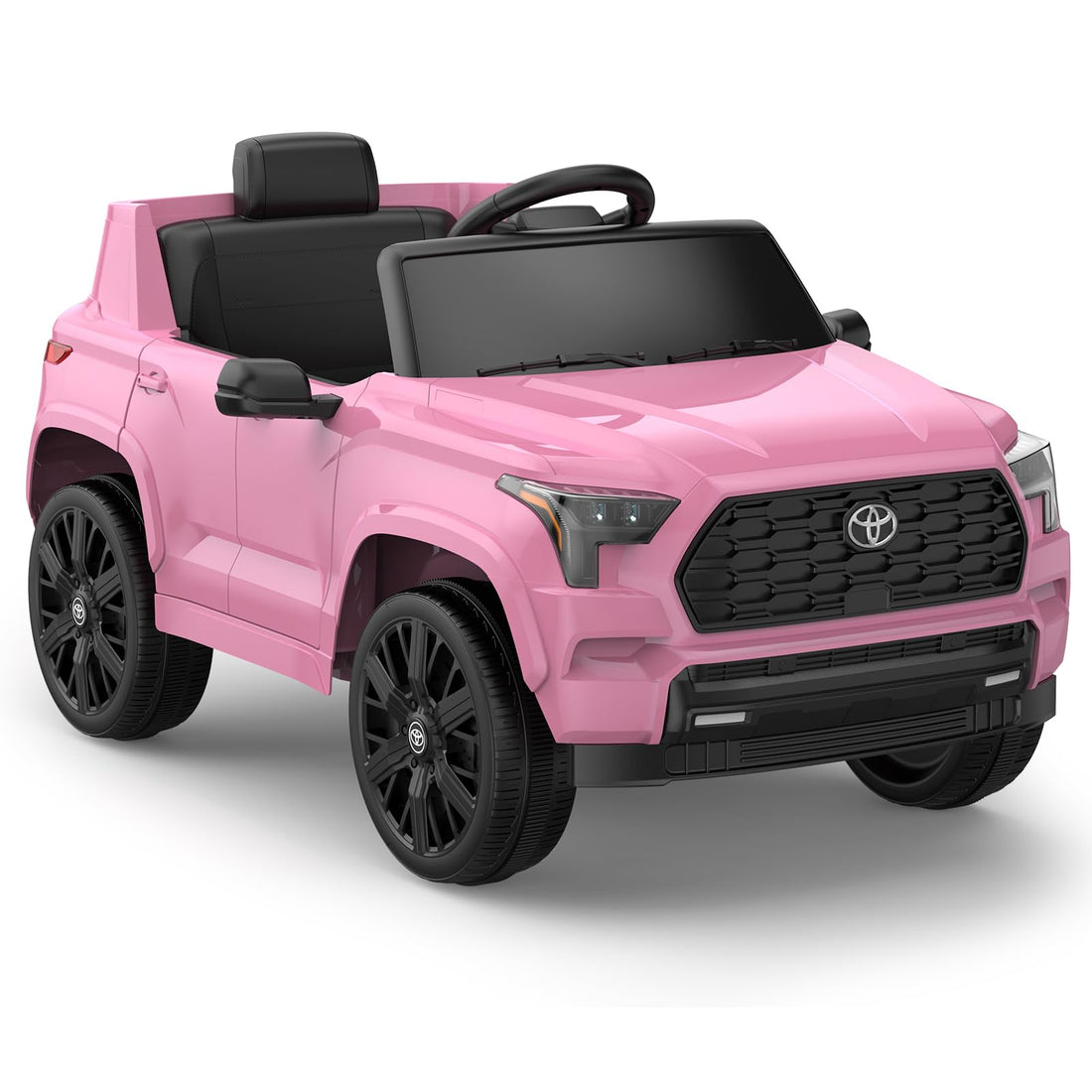 Ride on Truck Car, 12V Licensed Toyota Electric Cars for Kids, Ride on Toys with Remote Control, Spring Suspension, LED Lights, Bluetooth, 3 Speeds