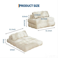 Garvee Folding Sofa Bed, 3-in-1 Convertible Sleeper Chair with Pillow, Double Futon Couch Bed with Back Support, Double-Size Compact for Dorms & Small Spaces, Beige