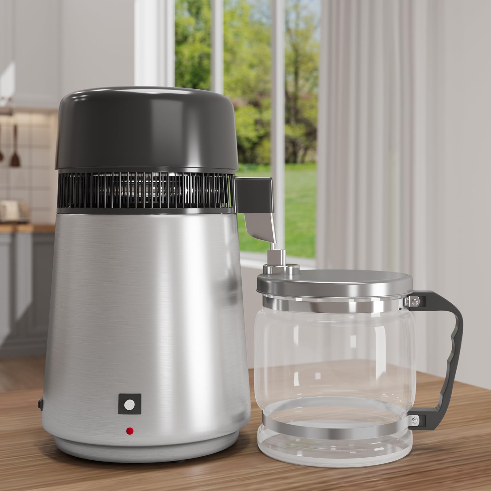 Garvee 4L Distilled Water Maker 750W Stainless Steel Home Countertop Water Distiller Pure Water