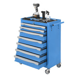 Garvee 7 Drawers Tool Chest, Rolling Tool Cart with Wheels, Drawer Liners, Large Capacity Storage Cabinet Keyed Locking for Garage Workshop Warehouse, Blue - Blue