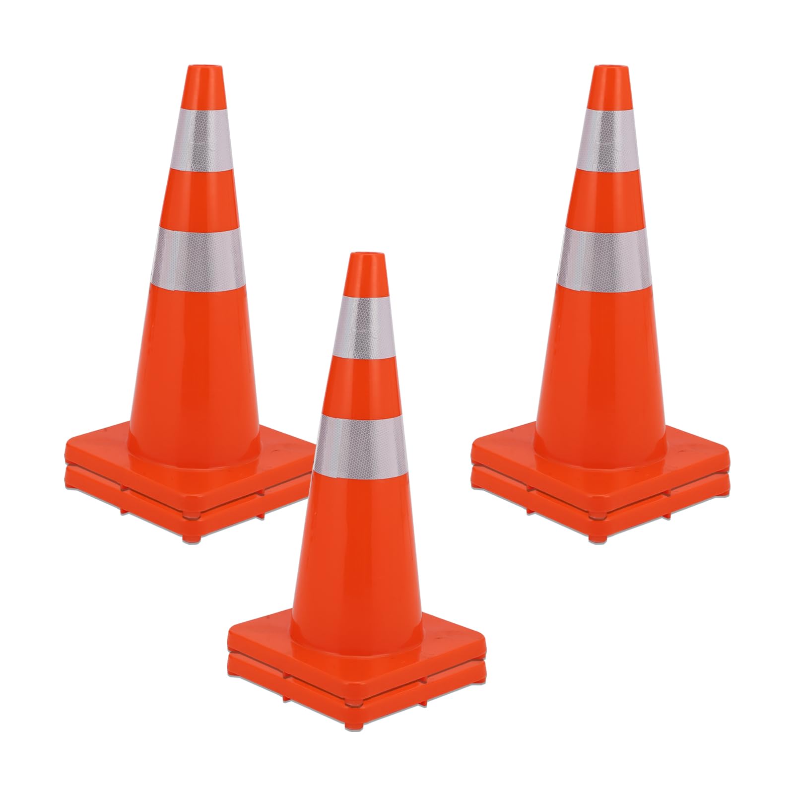 Traffic Cones , PVC Safty Cones with reflective tape, Orange Cones for Parking, Construction, Training, Sports, Caution, Road Cones