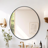 Garvee Large Round HD Eco-Friendly Bathroom Mirror, 36 inch Gold Circle, Small Matte Black Metal Frame, Easy Install for Vanity, Living Room - Gold