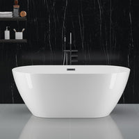 Garvee SZ1 59" Freestanding Bathtub in Streamline Design with Chrome Overflow and Drain, cUPC Certified, White