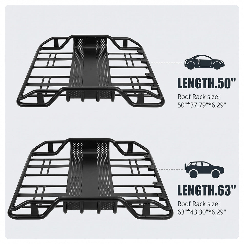 Garvee Heavy-Duty 63"x43.3" Metal Roof Rack Cargo Basket – 165lbs Capacity Rooftop Carrier for SUV, Truck, Car