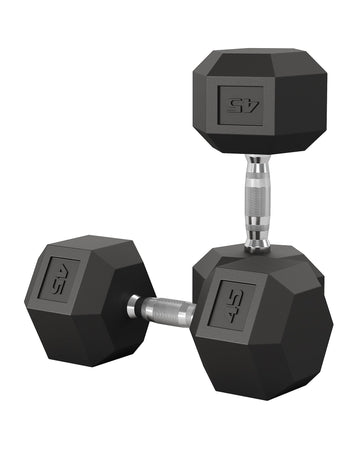 Garvee 45 LB Hex Dumbbell Set of 2 with Cast Iron Core, Rubber Encased Coating and Textured Carbon Steel Handle for Home Gym Strength Training