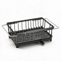 Garvee Over-the-Sink Dish Drying Rack, Expandable Kitchen Dish Drainer with Adjustable Arms, Heavy-Duty Carbon Steel Sink Basket for Dishes, Vegetables & Fruit, Black
