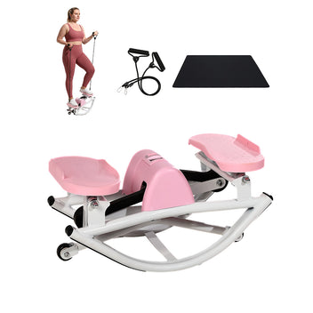 Garvee Lateral Rocking Fitness Stepper – 350 lbs Capacity Side-to-Side Step Machine, 19.7" x 11.2" x 9.4" Compact Under-Desk Twist Stepper for Home Gym Cardio (Pink)