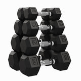 Garvee 50 LB (5Lb+10Lb+15Lb+20Lb) Hex Dumbbell Set of 2with Cast Iron Core, Rubber Encased Coating and Textured Carbon Steel Handle for Home Gym Strength Training