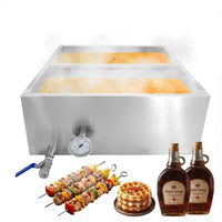 Garvee Maple Syrup Evaporator Pan, 24 x 24 x 9.4 Inch Maple Syrup Pan with Thermometer & 3/4" Throttle Valve, Stainless Steel Maple Syrup Boiling Pan for Making Sweet Maple Syrup