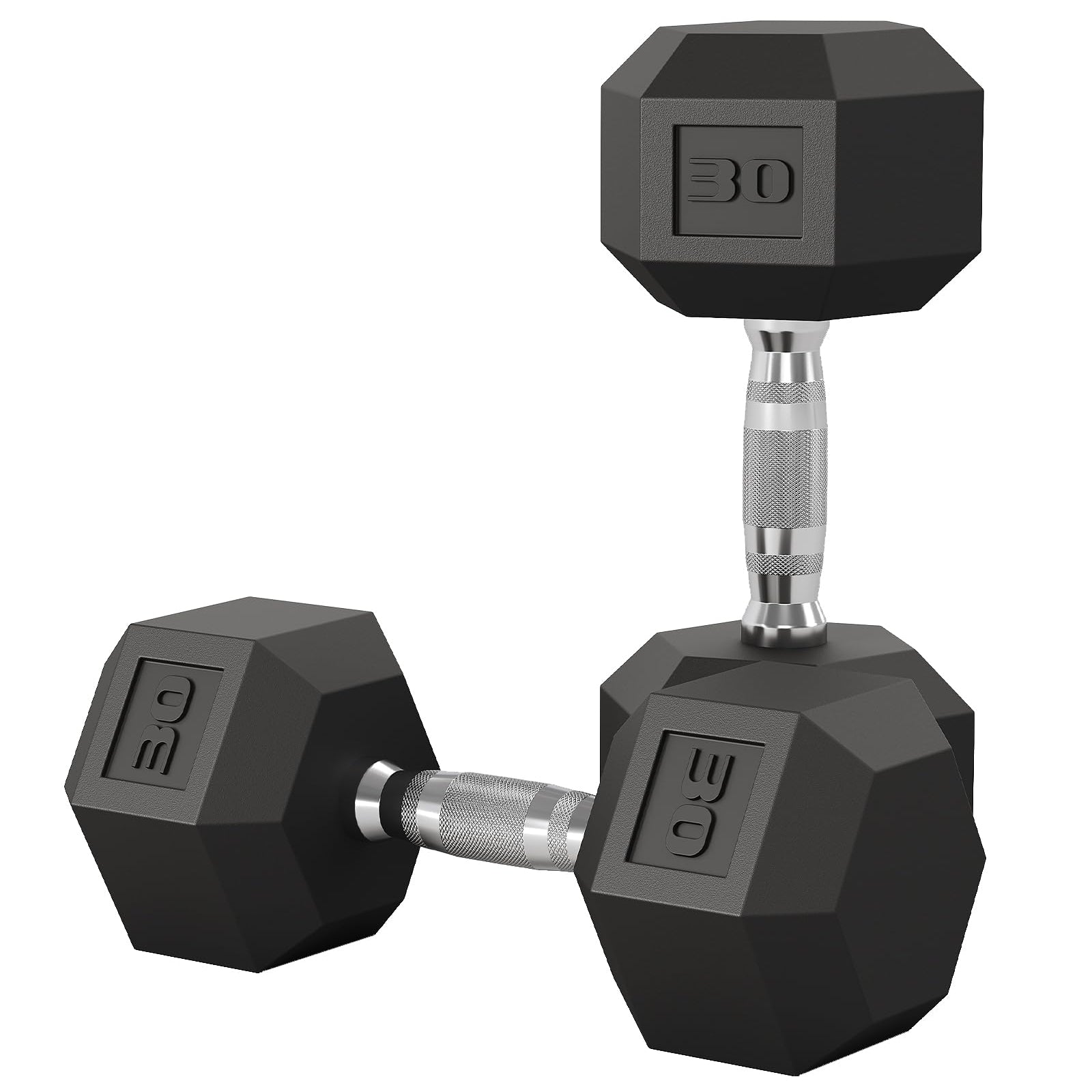 Garvee 30 LB Hex Dumbbell Set of 2 with Cast Iron Core, Rubber Encased Coating and Textured Carbon Steel Handle for Home Gym Strength Training
