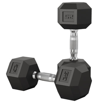 Garvee 25 LB Hex Dumbbell Set of 2 with Cast Iron Core, Rubber Encased Coating and Textured Carbon Steel Handle for Home Gym Strength Training