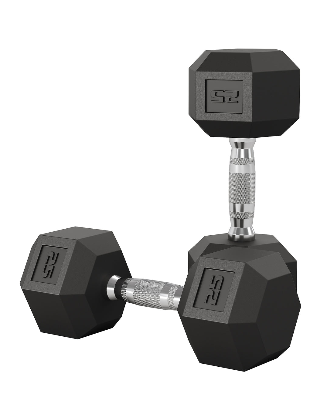 Garvee 25 LB Hex Dumbbell Set of 2 with Cast Iron Core, Rubber Encased Coating and Textured Carbon Steel Handle for Home Gym Strength Training