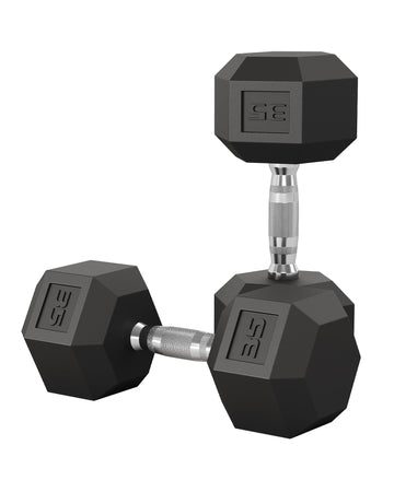 Garvee 35 LB Hex Dumbbell Set of 2 with Cast Iron Core, Rubber Encased Coating and Textured Carbon Steel Handle for Home Gym Strength Training