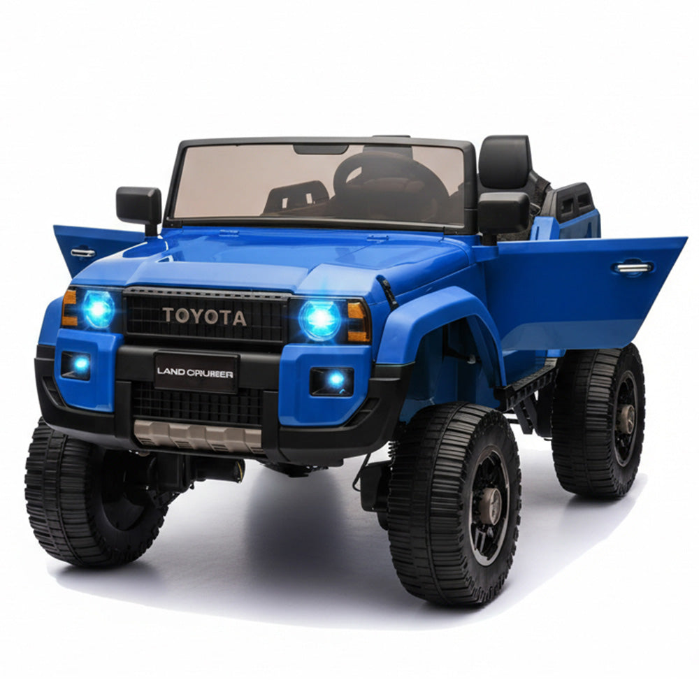 Garvee Ride P Series 24V 2 Seater Ride on Car, Garvee Licensed Toyota LC250 Ride on Toy for Big Kids with Remote Control, 4×100W Power 4 Wheels Ride on Truck with 4WD/2WD Switchable, Spring Suspension, Shovel, Music, Blue