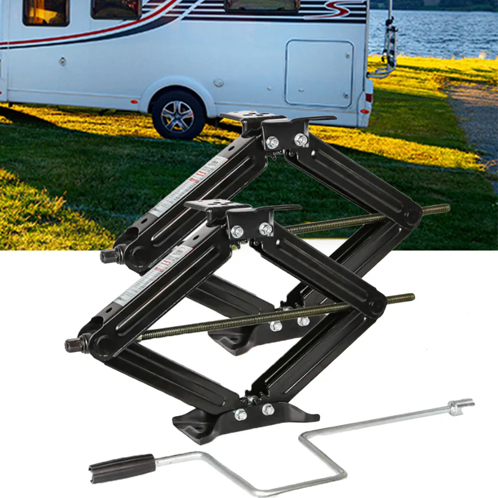 Garvee 24" RV Scissor Jack 7500lb Heavy Duty Leveling Crank Handle Powder-Coated Steel Stable Base Adjustable 4"-24" Travel Trailers Campers