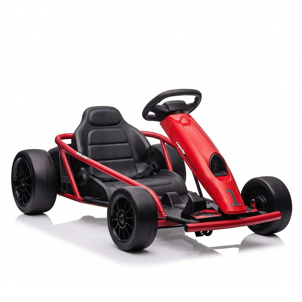 Garvee Ride G Series 24V Go Kart for Kids 8-12, 300W*2 Motors, 9Ah Battery, 8MPH Speed, Music, Horn, 175lbs Max Load - Red