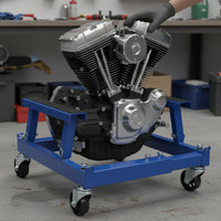 Garvee Motorcycle Engine Cradle Dolly - 1500 lbs Heavy-Duty Design with Rubber Pads, 360-Degree Swivel Wheels, Adjustable Width and Height for Four-Wheelers, Blue
