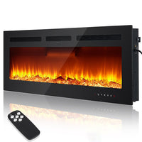 Garvee 50" Electric Fireplace, In-Wall/ Mounted, 3D Flames, 750/1500W, 5 Brightness Level Adjustment, For any room