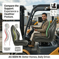 Garvee Universal Tractor Seat - Heavy-Duty Forklift Seat with High Back, Black Vinyl, and Central Drain Hole, Compatible with Forklifts and Lawn Mowers, Black