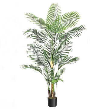 Garvee 6ft Golden Cane Palm Artificial Tree, Large Tropical Palm Tree, PE Material & UV Resistant Fake Plant in Pot for Indoor Outdoor Home Decor Office House Living Room