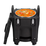 Garvee Insulated Food Pan Carrier -Top Load, Includes Spoon, Wheel and Lock, 20L Capacity, Stainless Steel Liner, Portable for Catering, Family Gathering, Canteen, Restaurant Black - black