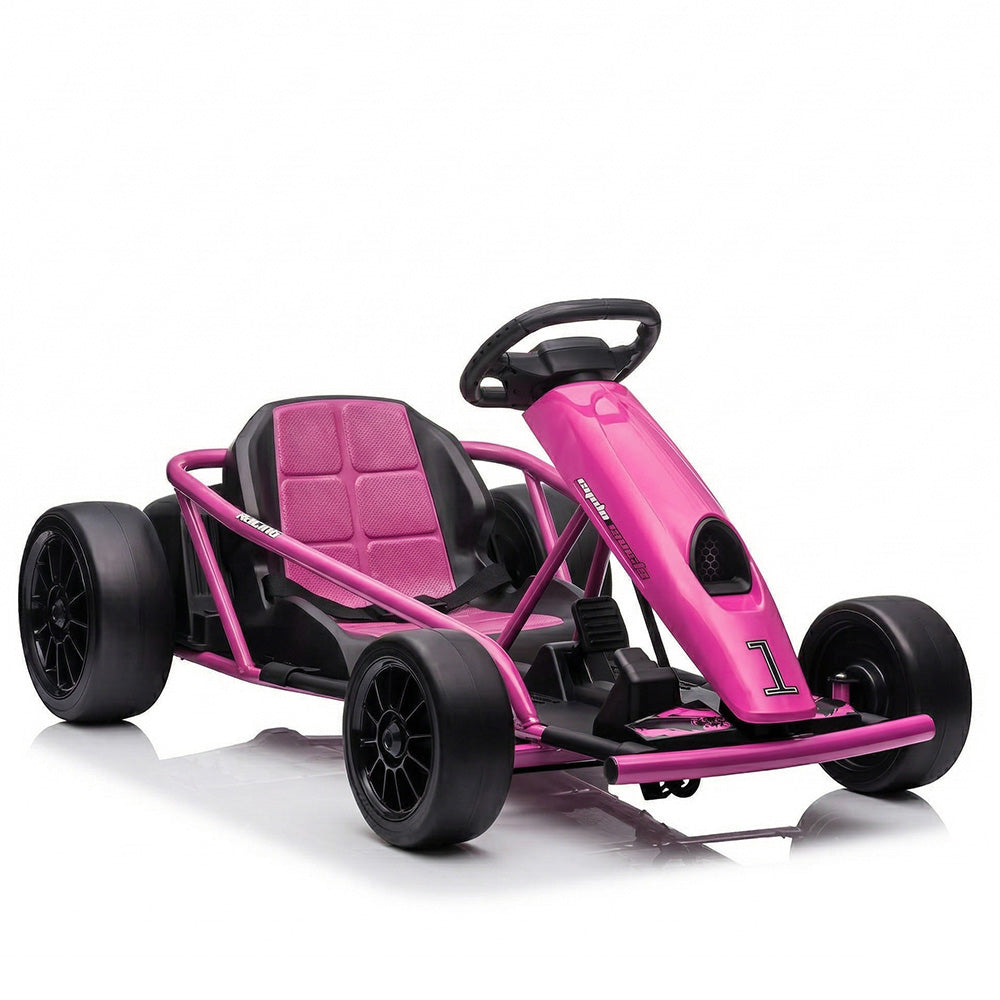 Garvee Ride G Series 24V Go Kart for Kids 8-12, 300W*2 Motors, 9Ah Battery, 8MPH Speed, Music, Horn, 175lbs Max Load - Pink