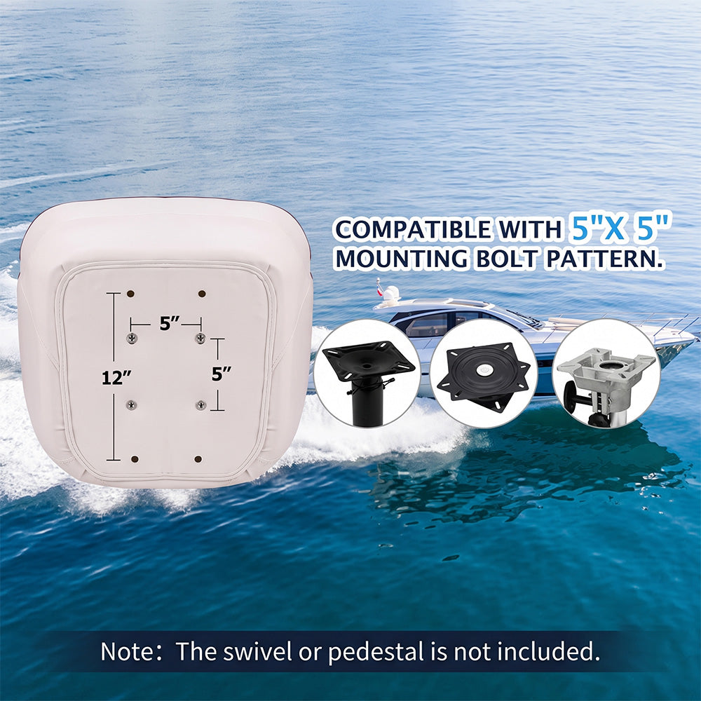 Garvee Pontoon Boat Seat, Captains Bucket Boat Seat, Back Folding Boat, Boat Cabin Seating - White & Blue