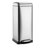 Garvee 8 Gallon Step Trash Can, Square Fingerprint-Proof Garage Can with Soft-Close Lid for Kitchen Bathroom Bedroom Living Room Home Office Dorm, Foot Pedal Garbage Bin with Removable Inner Bucket, 30-Liter - Silver